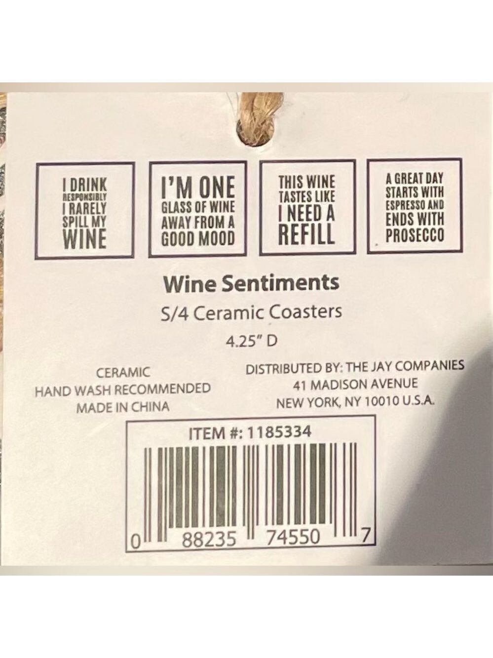 NWT American Atelier Wine Sentiments Set of 4 Ceramic Coasters - Picture 9 of 9